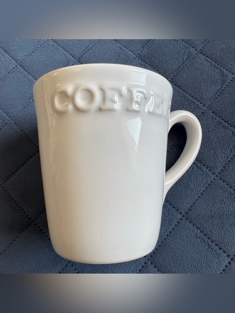 Primagera Portugal Coffee Tall Mug White Ceramic Cup Raised Letters 3D 18 oz